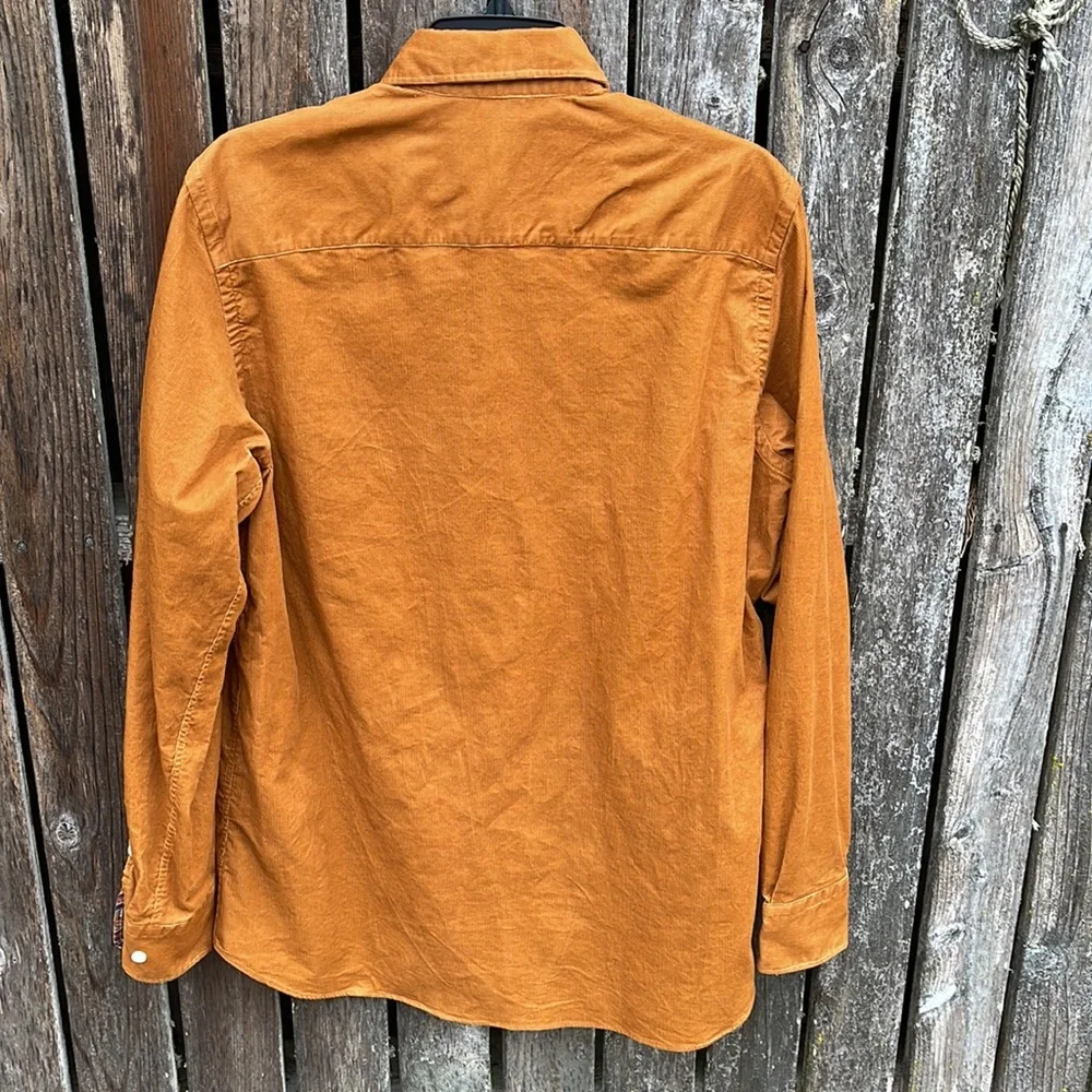 Bullock & Jones Corduroy Shirt Medium Mustard Spice Tan Office Button Front LS - Picture 6 of 6